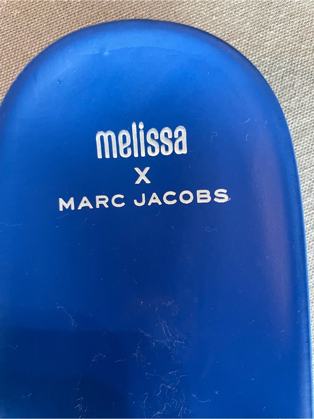 Melissa x Marc Jacobs Royal Blue Logo Jelly Slides Designer Athleisure - Picture 2 of 6